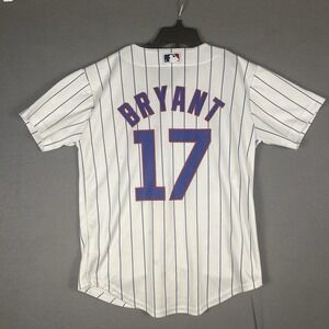 Chicago Cubs Kris Bryant #17 Jersey Youth Small White Pinstripe Majestic